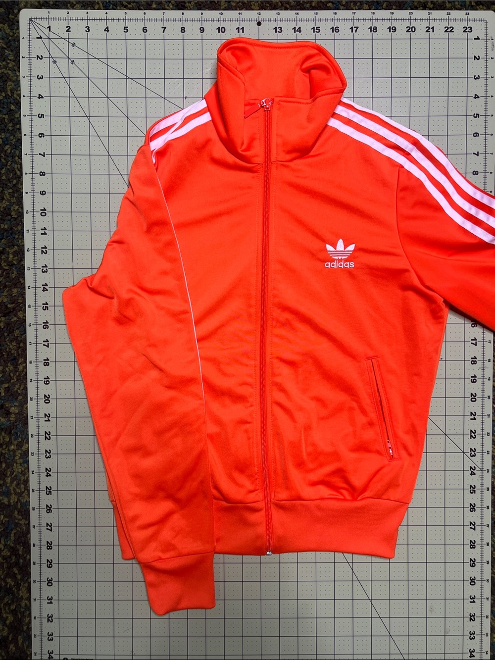 adidas Originals Women's Orange Track Jacket with White Stripes